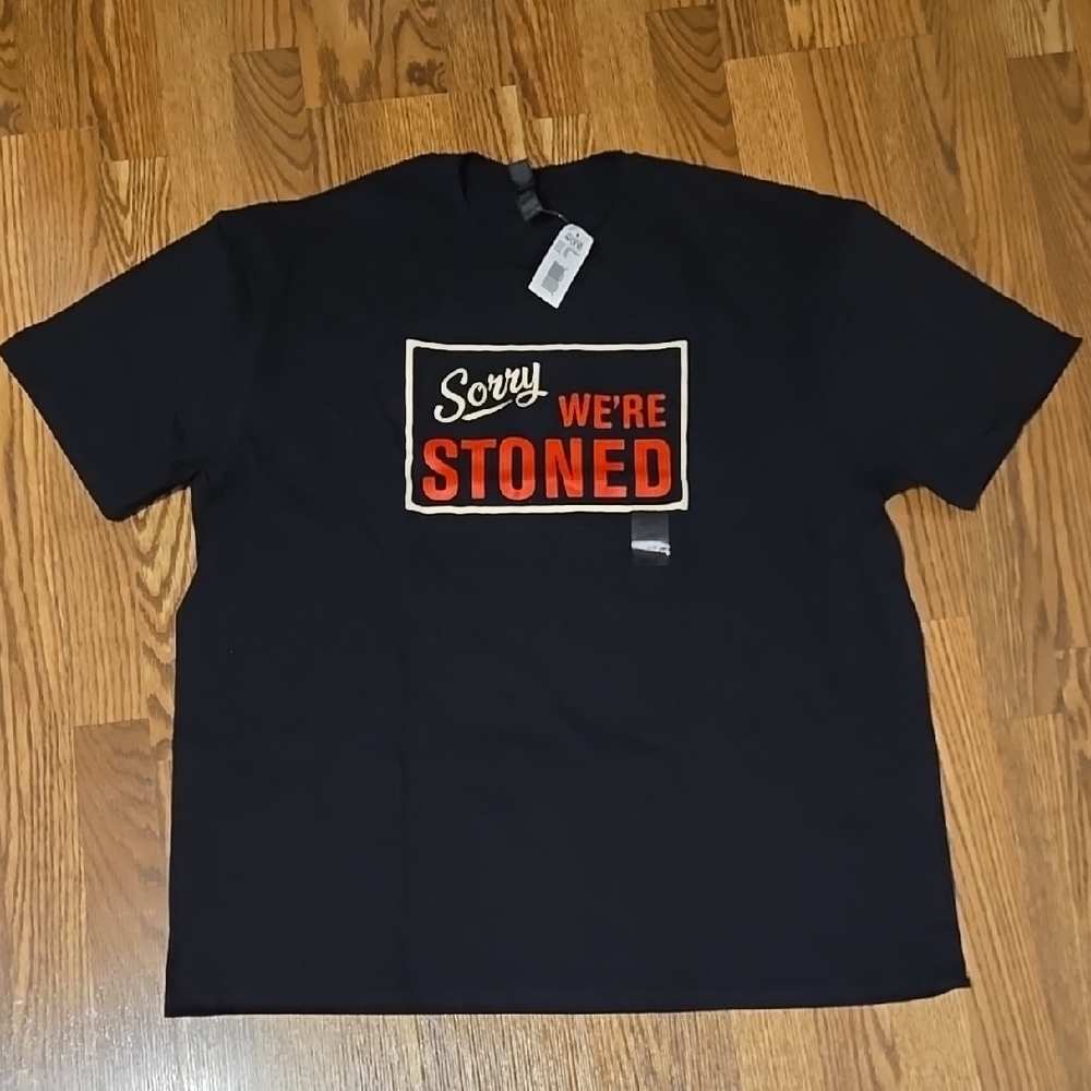 Sorry Were Stoned Black Graphic T-Shirt
